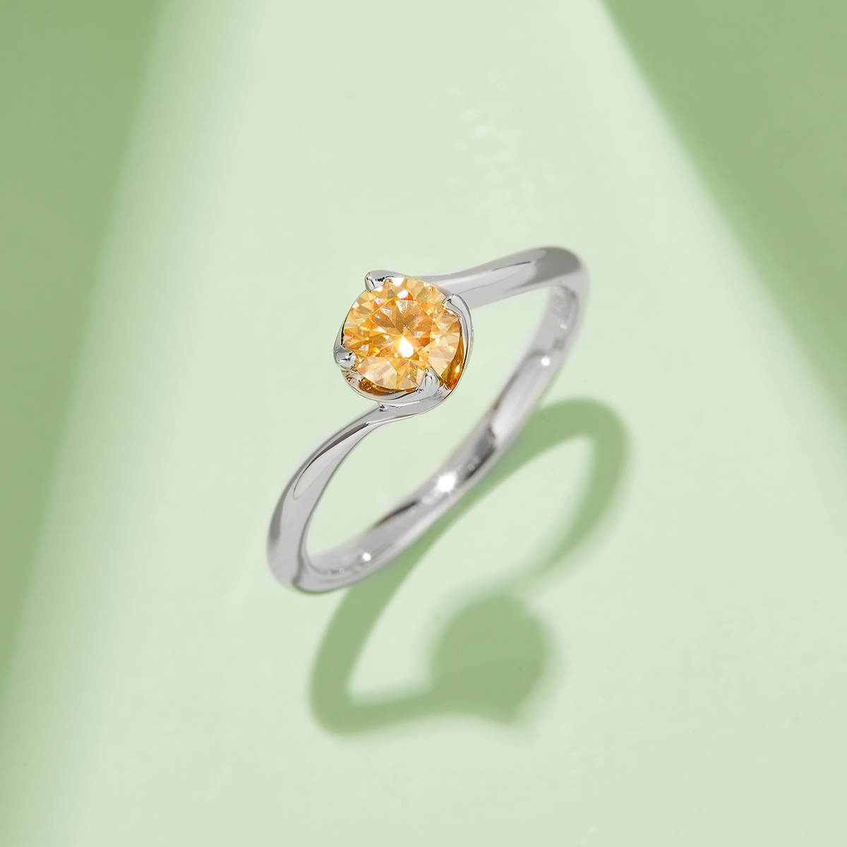 Twisted arm flower bud S925 silver plated platinum Moissanite women's ring 50 points D-grade